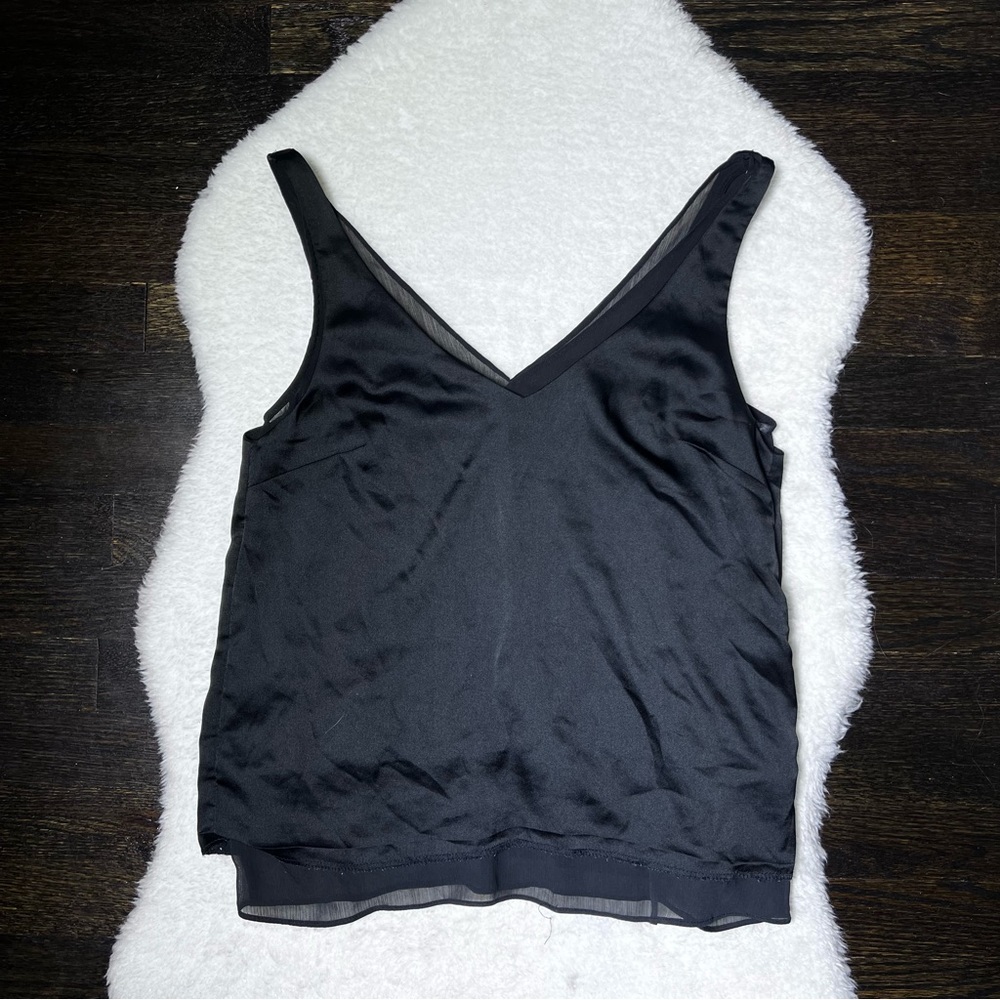 H&M Black Satin and Tulle V Neck Cami Size 6